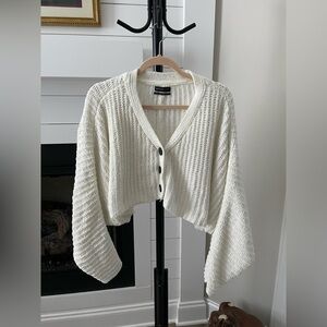 Urban Outfitters Cream Cropped Knit Cardigan